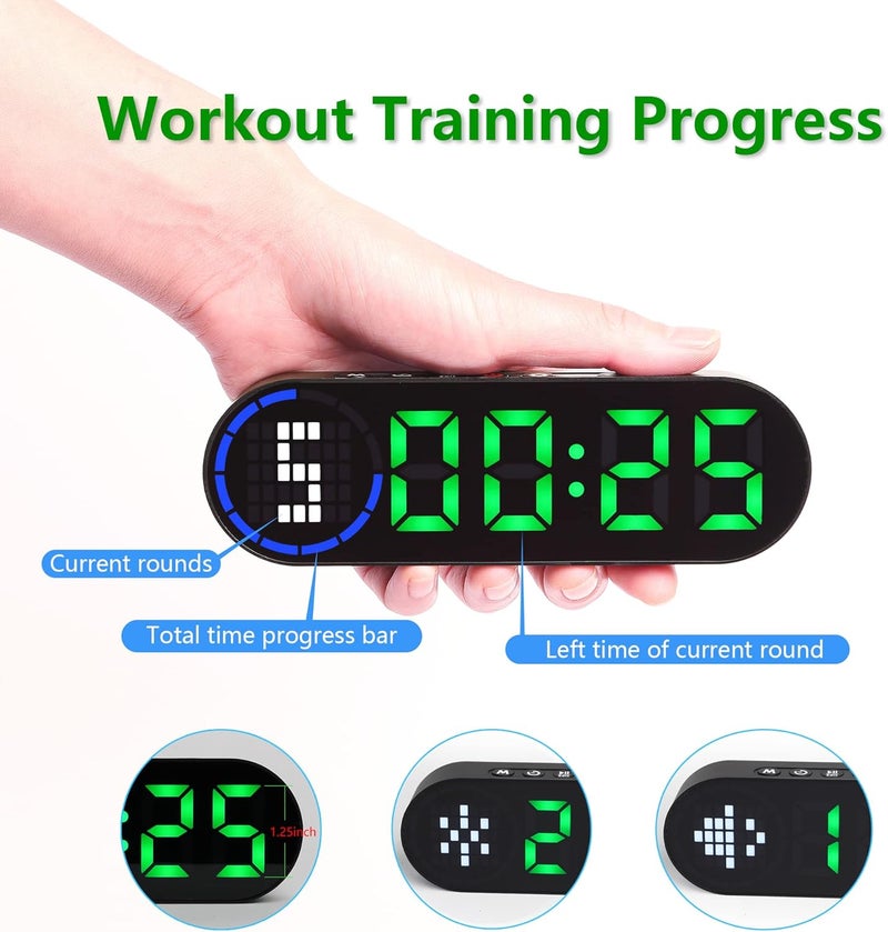 LUCORB Portable Gym Timer for Home Gym Interval Timer for Workout with Time Progress Bar/Rounds, Workout Clock for Boxing HIIT Tabata Emom Fitness Rechargeable Battery Powered… - Image 3